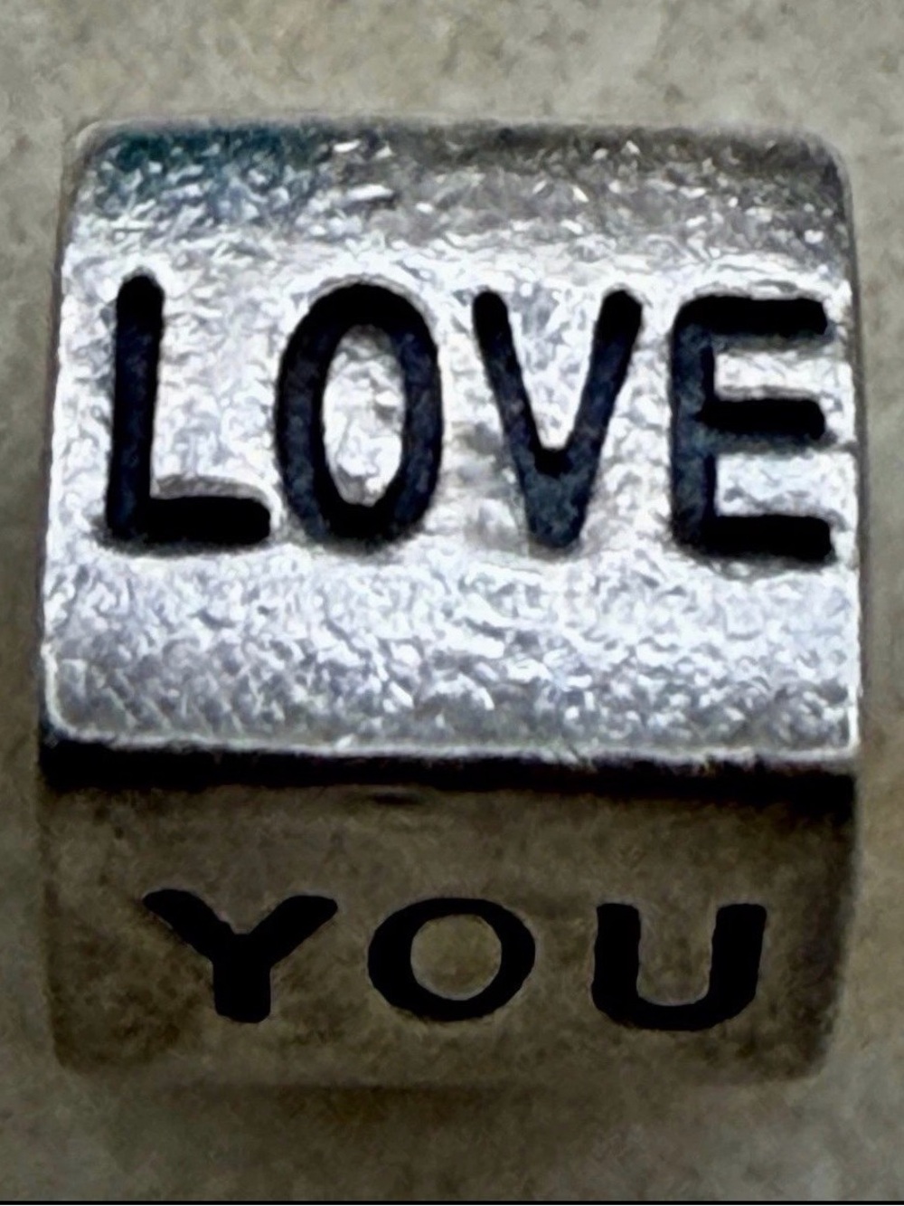 Authentic Pandora Retired Two-Tone "I Love You" Cube Charm 790200